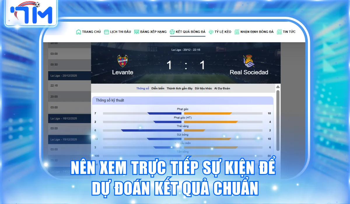 Nên xem trực tiếp sự kiện để dự đoán kết quả chuẩn