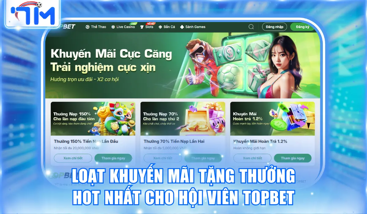 Loạt khuyến mãi tặng thưởng hot nhất cho hội viên Topbet
